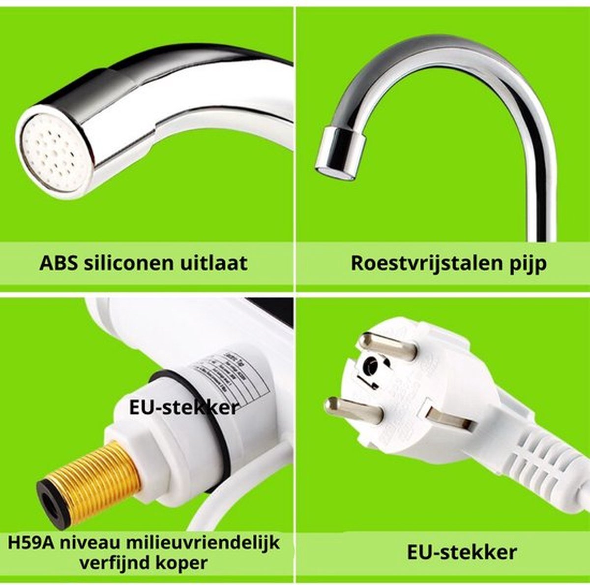 Elektrisch Verwarmde Kraan - Tot 60°C - Doorloopkraan - Heet Waterkraan