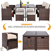 Happyment® Luxe tuinset - 4 tot 8 persoons - Loungeset tafel - Wasbare kussens - Tuinsets - Tuintafel met stoelen - tuinmeubels