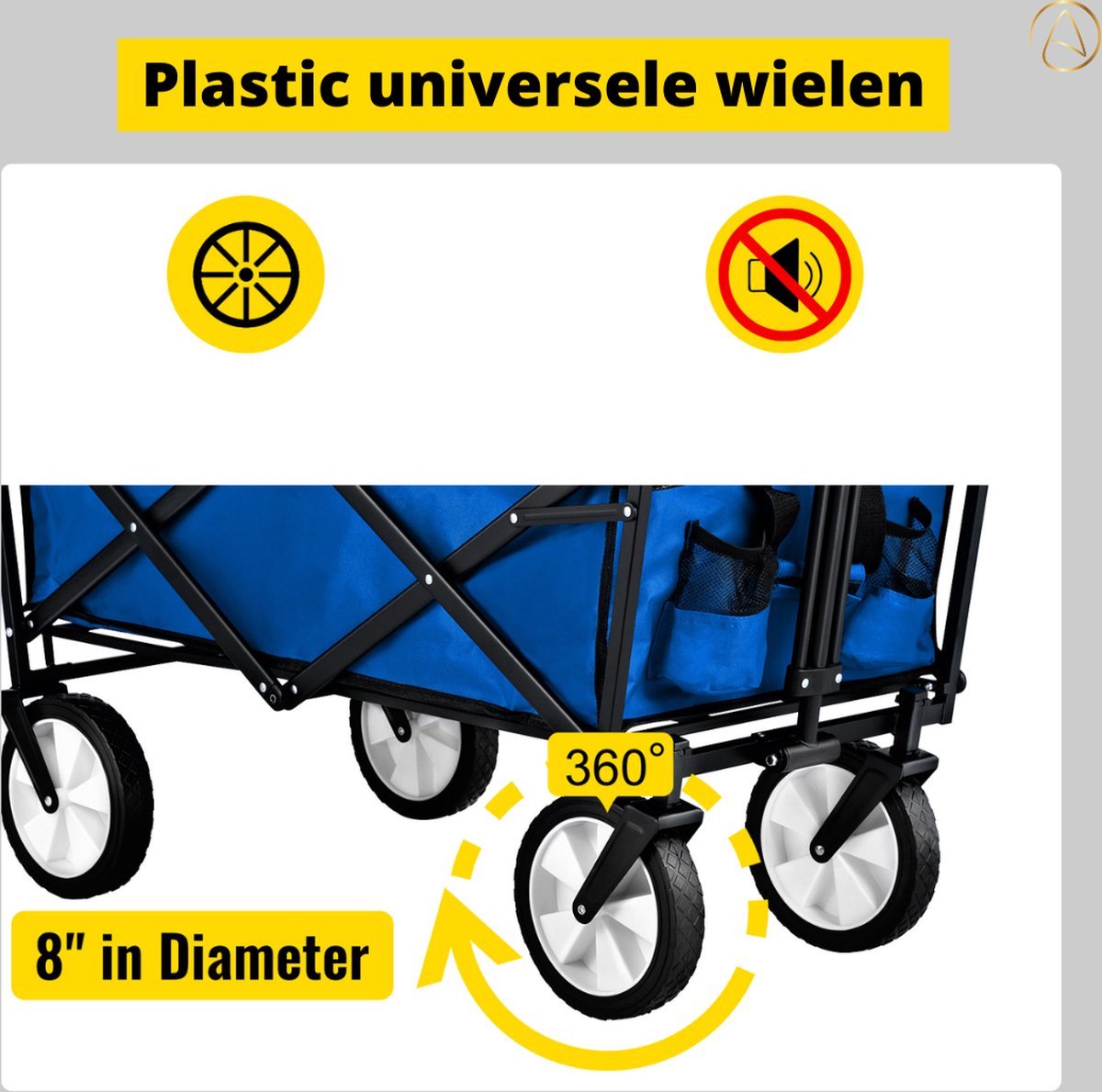 Happyment Bolderkar Opvouwbaar - Bolderkar Opvouwbaar Massieve Banden - Handkar - Kinderen Vervoeren - Zwart