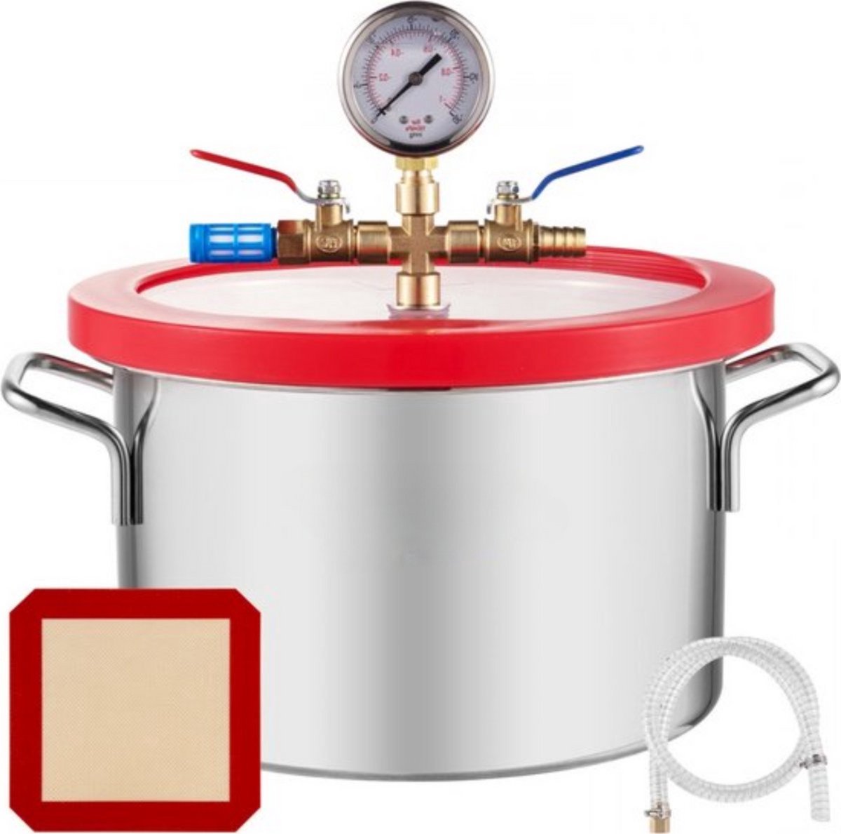 Airco Vacuumpomp - Vacuumkamer - Ultrasone - roestvrijstalen ontgassingskamer - acryl deksel - 1,5 gallon vacuümkamer