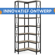 Hoekkast Lavin - Boekenkast - Woonkamer - 7 lagen - Hoekboekenplank - Hoekkast -200cm - Opbergrek - Hoekmeubel