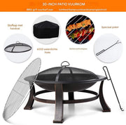 Tuin Vuurplaats - Vuurschaal - Vuurkorf - Terrashaard - Houtgestookte Stalen BBQ Grill met Mesh Vuurhaard - Ideaal voor Achtertuin, Camping & Picknick
