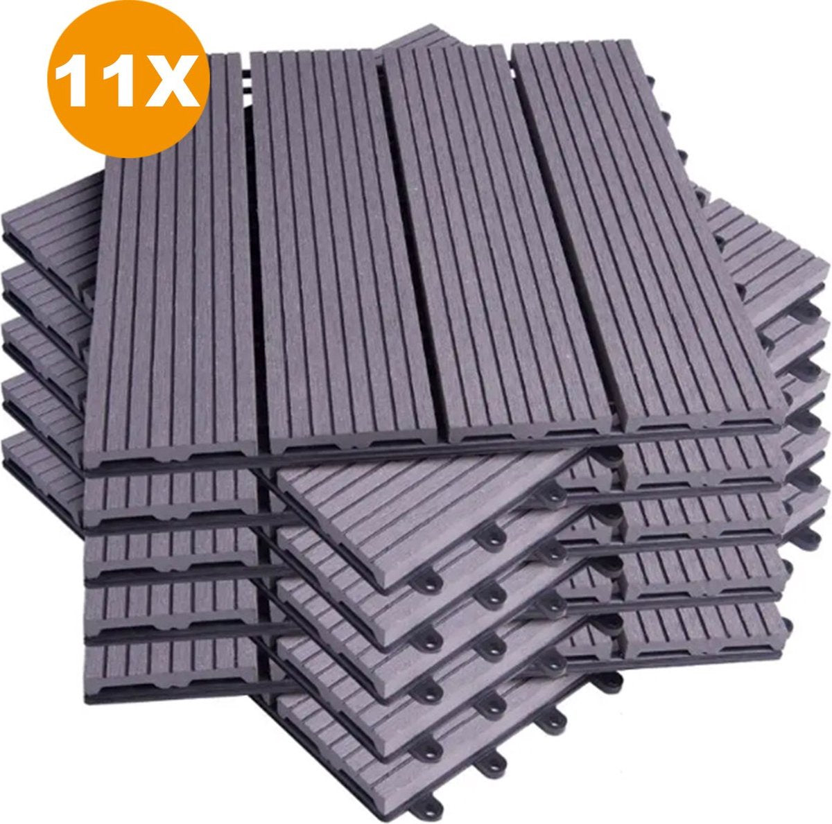 Vlondertegels - Lichtgrijs - 11 stuks - Voor terras of balkon - 30x30cm