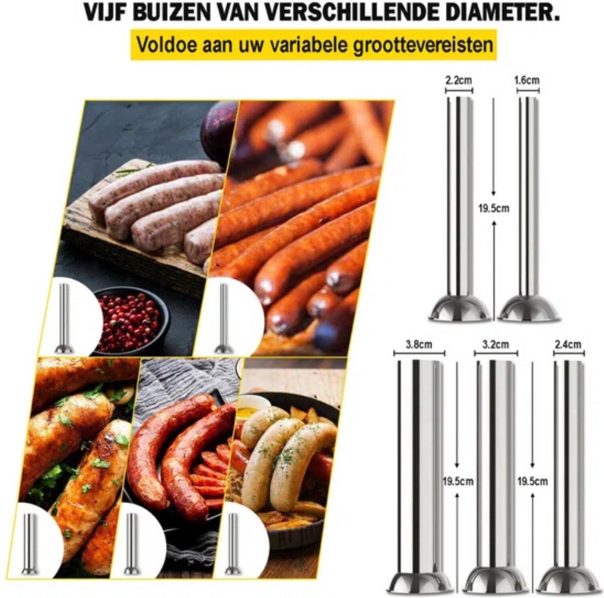 Worstenvuller deluxe - 5L - Worstmaker - Worstmachine - RVS