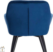 Happyment Luxe Eetkamerstoelen - Velvet Blauw - Fauteuils met armleuning - Woonkamerstoelen - Keukenstoelen - Kuipstoel - Set van 1