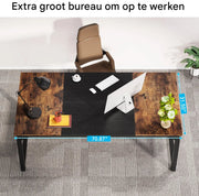 Bureau - Computerbureau - Lange bureau - Vergadertafel - Voor thuis of kantoor - Zwart/Bruin
