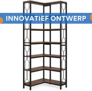 Boekenkast Diviano - Met 7 Lagen - Hoekkast - Bruin - Hoekrek - Voor Woonkamer, Slaapkamer of Kantoor