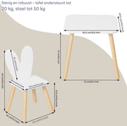 1 Set Kindertafel met 2 Stoelen - Voor Kinderactiviteitentafelset - Voor Eten, Schilderen, Leren en Lezen - Voor Kinderdagverblijf en Kleuterschool