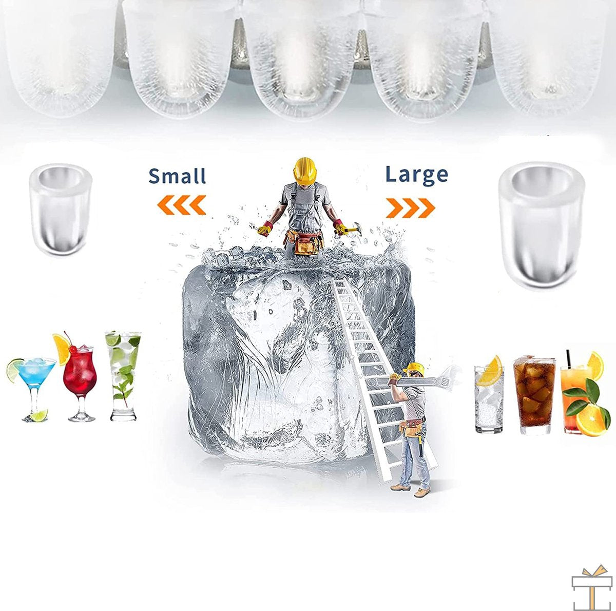 Ijsblokjesmachine PRO - 2L - Ijsmachine - Ijsblokjesmaker 2 maten - 9 ijsblokes in 6 minuten - 12KG/24uur