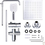Happyment Douche - 3 standen - Regendouche & handdouche - Waterval - Massage straal - Doucheset met thermostaatkraan - Zilver - RVS