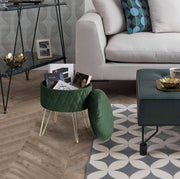 Happyment Poef deluxe - Met opbergruimte - Groen - Voetenbank met opbergruimte - Opbergbox hocker - Zitkist met deskel - Rond - Velvet - 31.5x31.5x36cm
