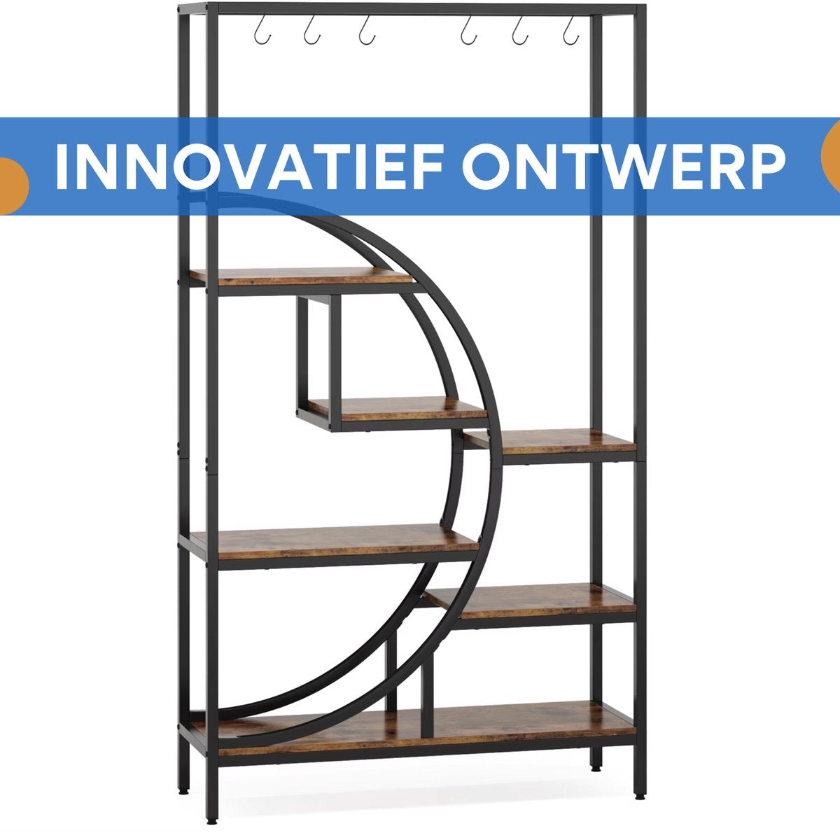 Plantenstandaard - Plantenrek Buiten - Bloemenpot - Voor binnen en buiten - 7 Lagen en S-Haken - Bruin - 179 cm hoog × 100 cm breed × 30 cm diep