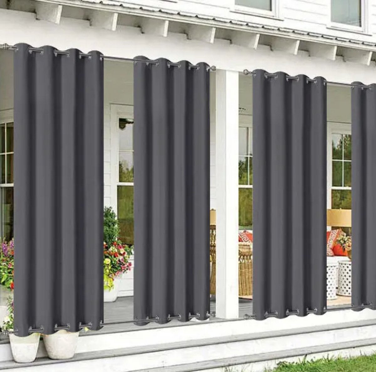 Privacygordijnen - Buitengordijn - Schaduwdoek - Voor Tuin, Veranda of Balkon - UV-bestendig & Zonwerend - Waterdicht Outdoor Design met Doorvoertules - Kleur: Beige-W84xL55in-213x140cm