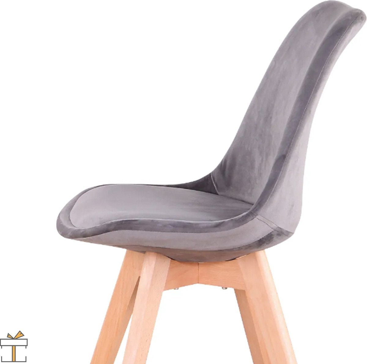 Velvet Eetkamerstoelen - Grijs - Set van 4 - Kuipstoelen - Keuken- en Woonkamerstoelen - Zithoogte 43cm
