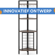 Hoek Wijnrek - Flessenrek - Barkast - Drankkast - Wijnkast - Opbergkast - 4-Laags - Zwart - 40x40x160cm