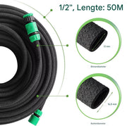 Tuinslang 50m - Waterleiding - Waterverdeler - Rubber - Flexibel - PE groen