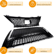 Voorbumper Grille - Voor Lexus CT200H (2014-2017) - Bovenste + Onderste Grillmontage - Glanzend Zwart
