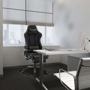 Luxe Gaming stoel - Met voetsteun - Zwart - Gamestoel - Chair - Ergonomische bureaustoel - Verstelbaar - Chair - Kunstleer