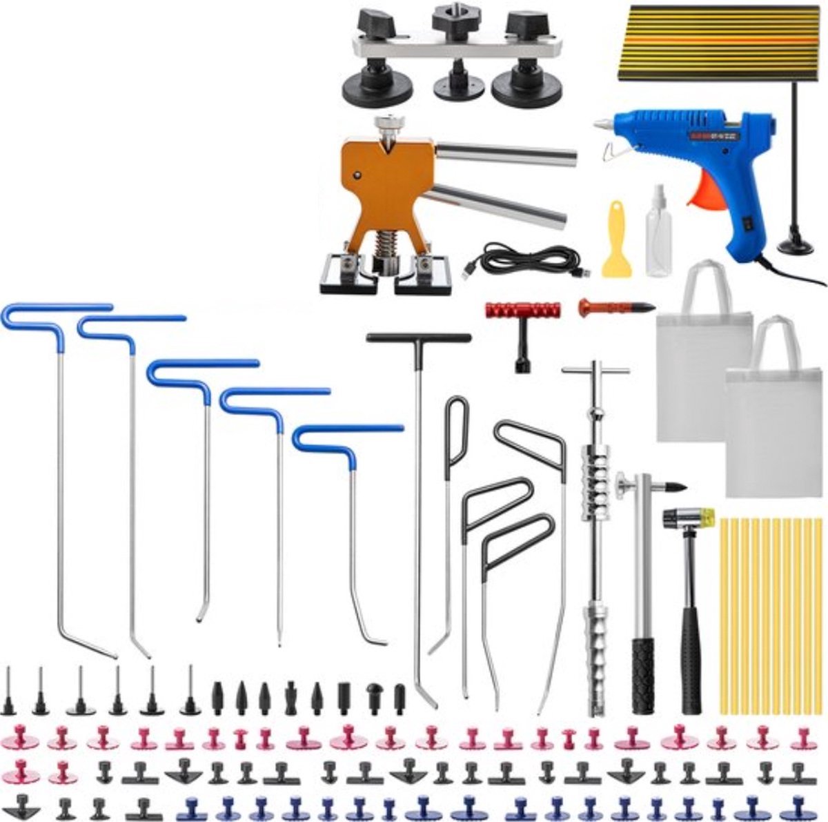 Deukentrekker PRO - Uitdeukset - Reparatieset - 89 Stuks - Inclusief Tasje