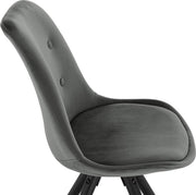 Happyment Bezoekersstoel Vivi - Eetkamerstoel - Donkergrijs Velvet - Houten poten - Set van 2 - Zithoogte 46 cm - Deluxe