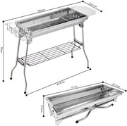 Draagbare opvouwbare houtskoolgrill - Kampeergrill - Barbecue - Voor picknick, festival, camping en feest - Roestvrijstalen rechtopstaande grill met anti-aanbakpan