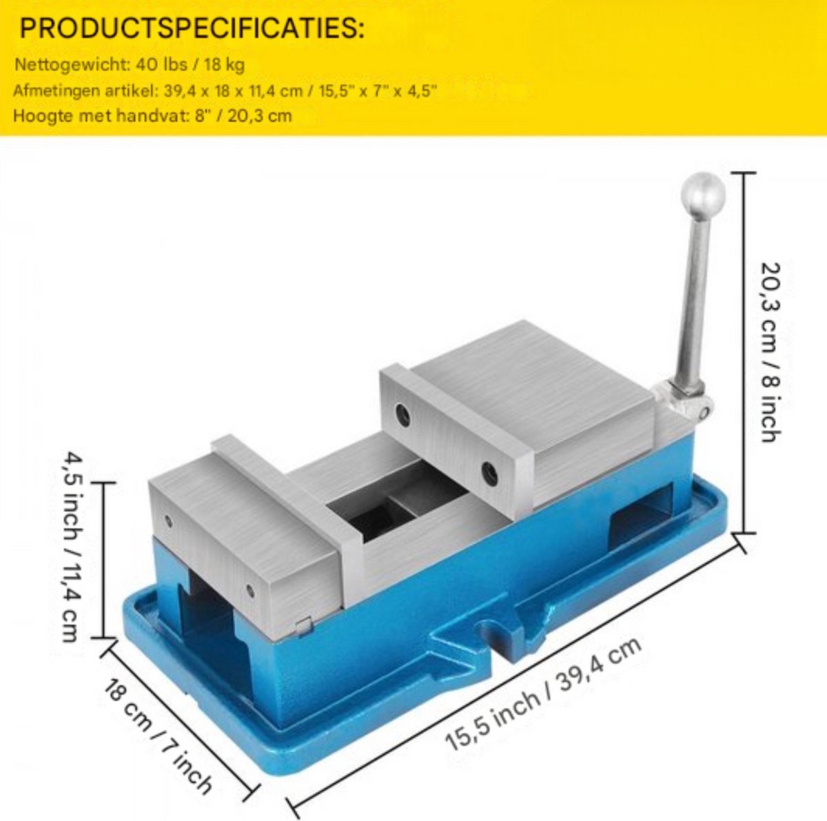 Bankschroef 125mm - Hoge Precisie - Bankklem - Werkbank klem - Voor NC/CNC-machines