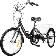 Driewieler Lissabon Tavien - 8 versnellingen - Fiets voor volwassenen en senioren - 20 Inch - Opvouwbare Trike - Met mand - Voorrem - Zwart