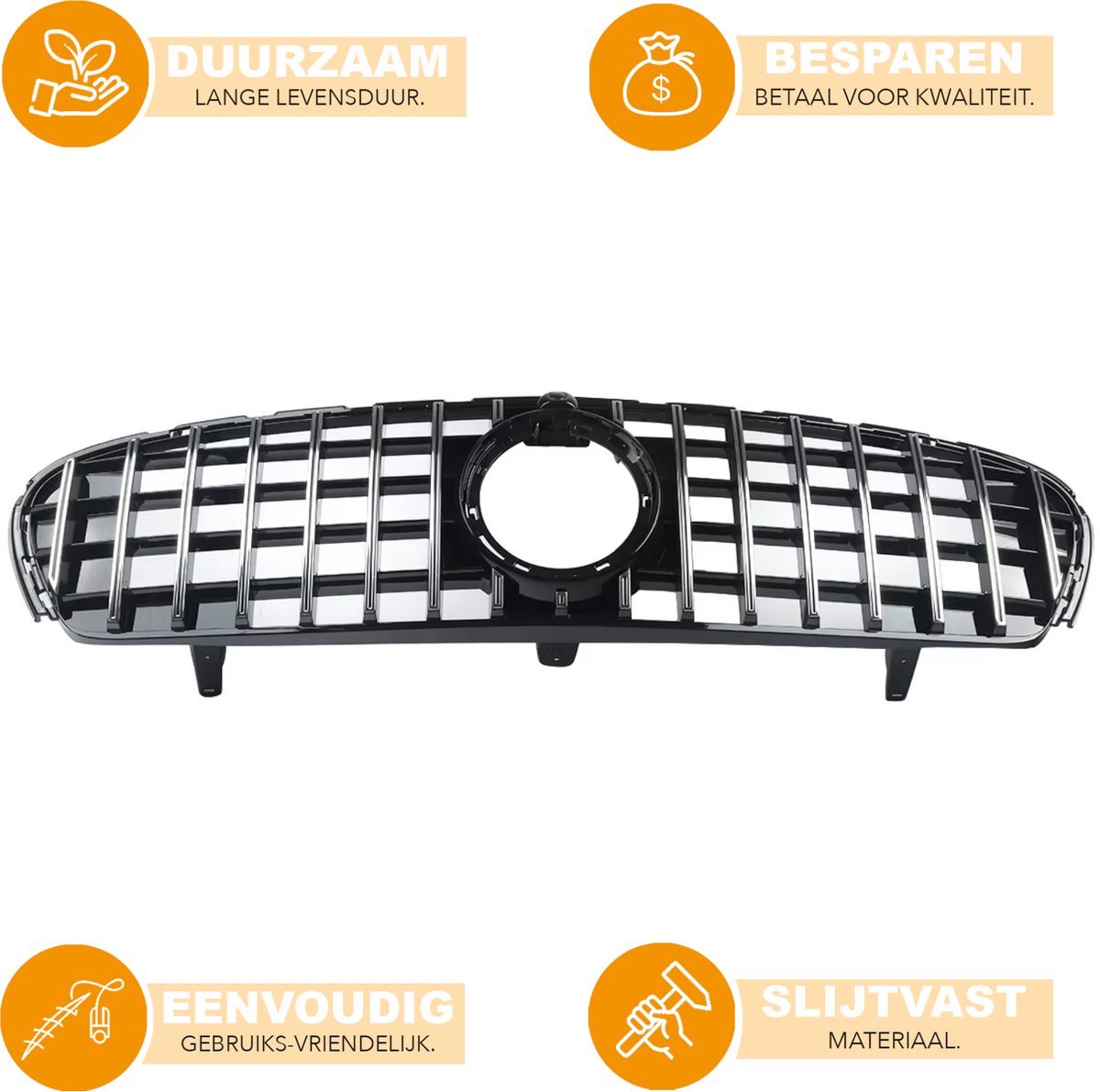 Grille GTR Velaro - GTR Stijl Grille - Chroom/Zwart - Voor Mercedes GLC W253/X253 GLC300, GLC350, GLC43 (2020+)