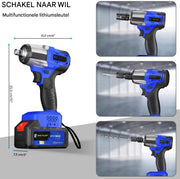 Accu-Slagmoersleutel Tavien - 1/2 Inch Borstelloos Slagpistool met 450 N.m Koppel - 3200 tpm Variabele Snelheid en 4 Dopsets