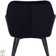 Happyment Luxe Eetkamerstoelen - Velvet Zwart - Fauteuils met armleuning - Woonkamerstoelen - Keukenstoelen - Kuipstoel - Set van 1