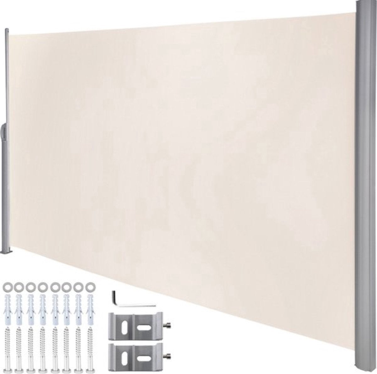 Luxe Windscherm - Uittrekbaar - Zonnescherm - Beige - 160x300cm - Tuinscherm - Zijluifel