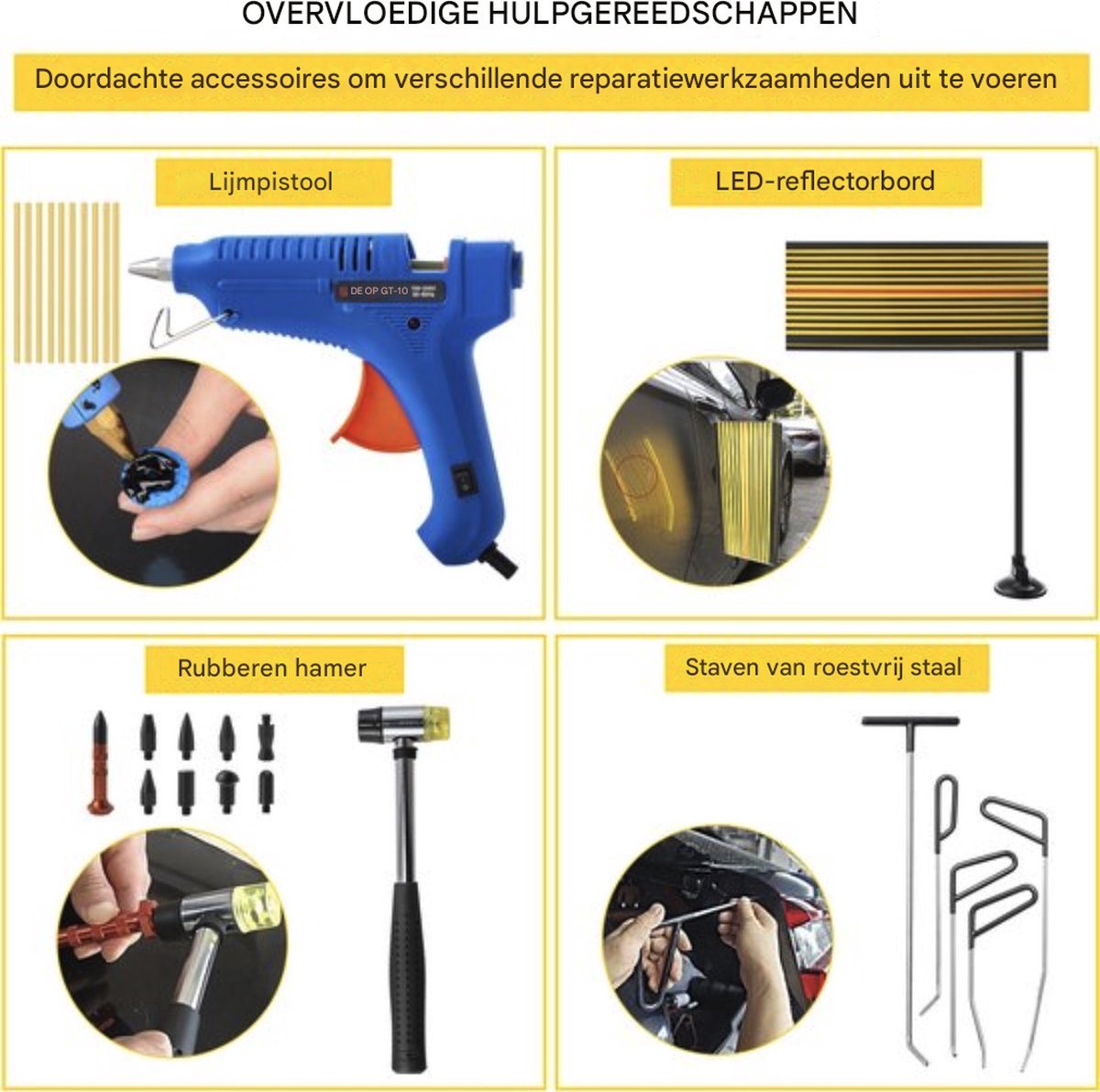 Deukentrekker PRO - Uitdeukset - Reparatieset - 89 Stuks - Inclusief Tasje