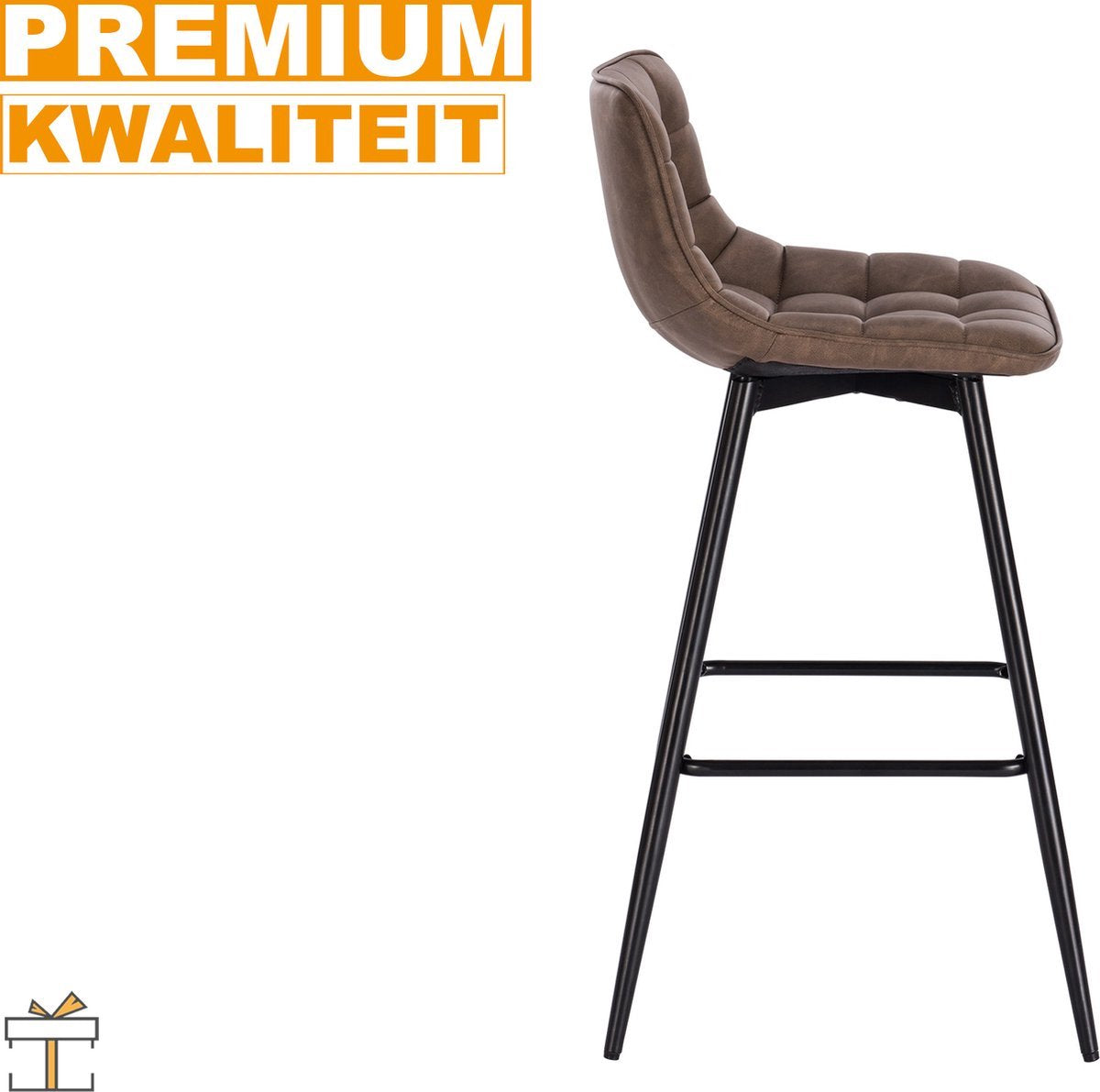 Leren Barkrukken - Bruin - Rugleuning - Ergonomisch - Set van 2 - Keuken