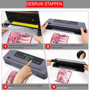 Vacuümverzegelaar & Elektrische Sluitmachine voor Voedsel (Droog & Nat) | 10 Gratis Sluitzakken