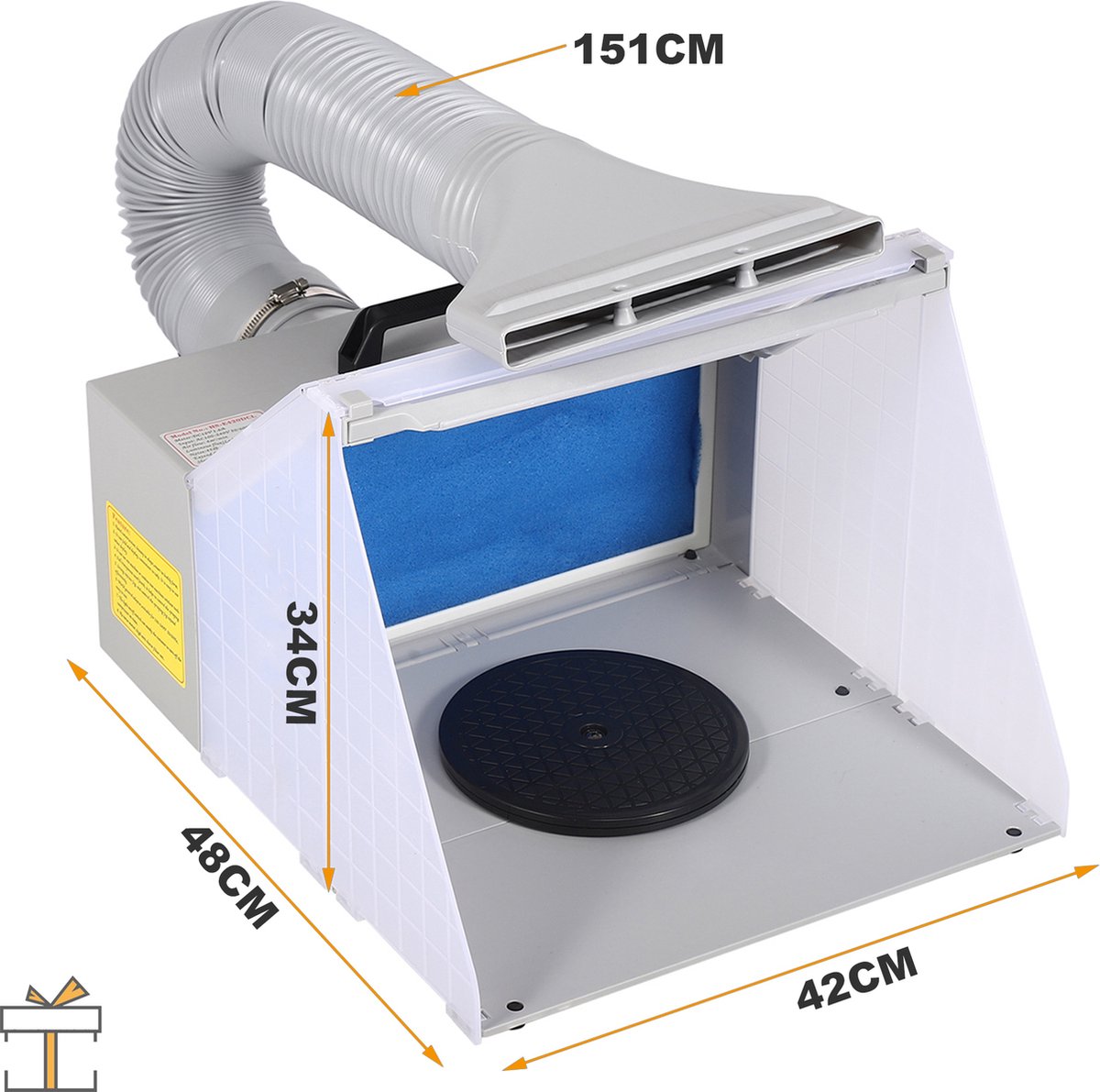 Happyment® Professionele spuitcabine - LED verlichting - Afzuiging en filter - Opvouwbaar - Modelbouw - Draaiplateau - Black friday - Kerstcadeau