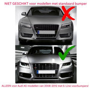 Grille - Voor Audi A5 S-Line/S5 B8 RS5 2008-2012 - Auto accessoires - Honingraat grille - Mistlichtroosters - Zwart/Chroom