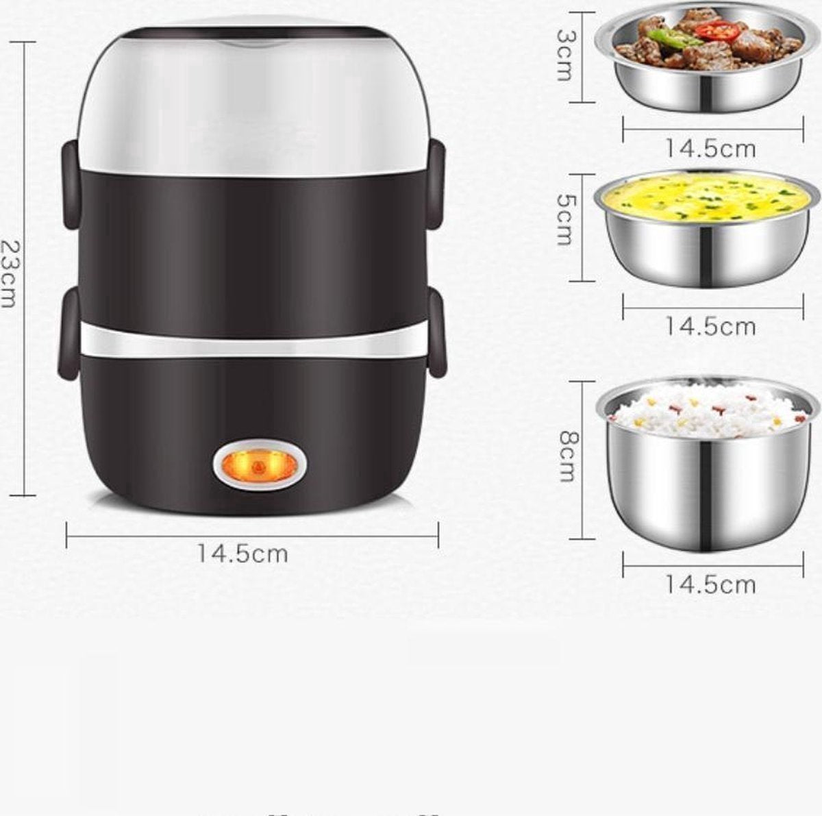 Happyment Rijstkoker PRO Met Stomer - Rijstkoker Klein 2L - Stoomkoker - Multicooker - Multicooker klein - Stoompan - Intstant pot - Drie Lagen - RVS Behuizing - Multifunctioneel