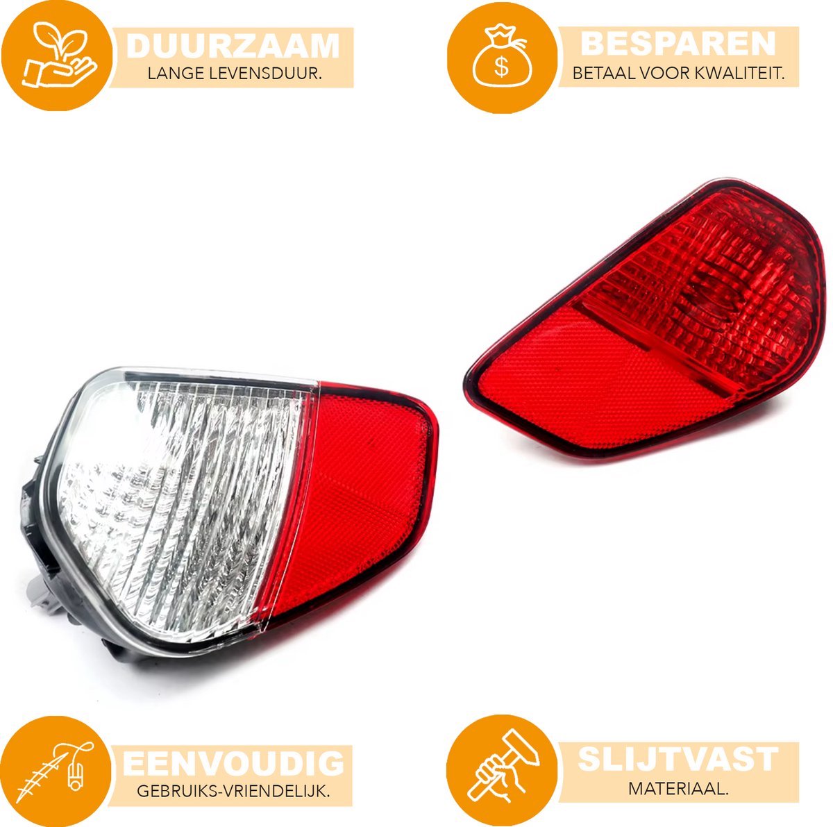 Reflector Set Nightline - Achterbumper Reflectoren - Set van 2 - Voor Mitsubishi Outlander (2016-2018) - Auto Accessoires