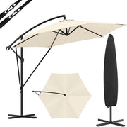 Ronde Parasol - Voor Balkon, Strand of Tuin - Verstelbaar & 45° Kantelbaar - UV-Resistent & Waterdicht - Beige