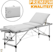 Massagetafel - Wit - Aluminium - Verstelbaar en inklapbaar - 250KG draagvermogen