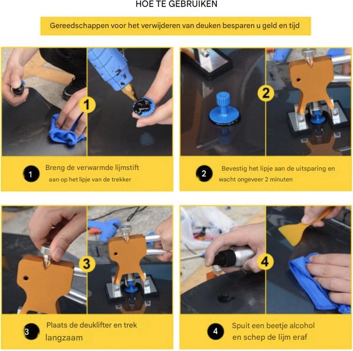 Deukentrekker PRO - Uitdeukset - Reparatieset - 89 Stuks - Inclusief Tasje