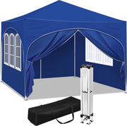 Happyment Luxe Partytent met zijwanden - Blauw - Opvouwbaar - Easy up - Paviljoen - Waterdicht weerbestendig - 3x3 m