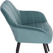 Happyment Stoel Turijn - Eetkamerstoel - Turquoise Velvet - Zwarte Metalen poten - set van 1 - Zithoogte 47cm - deluxe