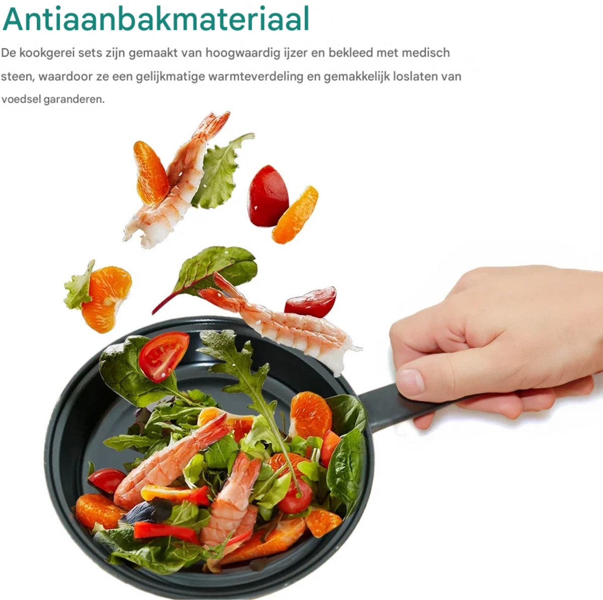 13-delige potten- en pannenset - Kookpannen - Kookpotten - Koekenpannen - Steelpan - Voor keuken & koken - Antiaanbaklaag met melkpot en koekenpan - Compleet keukengerei - Zwart