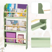 Happyment Boekenkast voor kinderen - Groen - Speelgoedkast kind - Kinderkamer - Opbergkast - Boekenrek - Hout - Black friday - Kerstcadeau