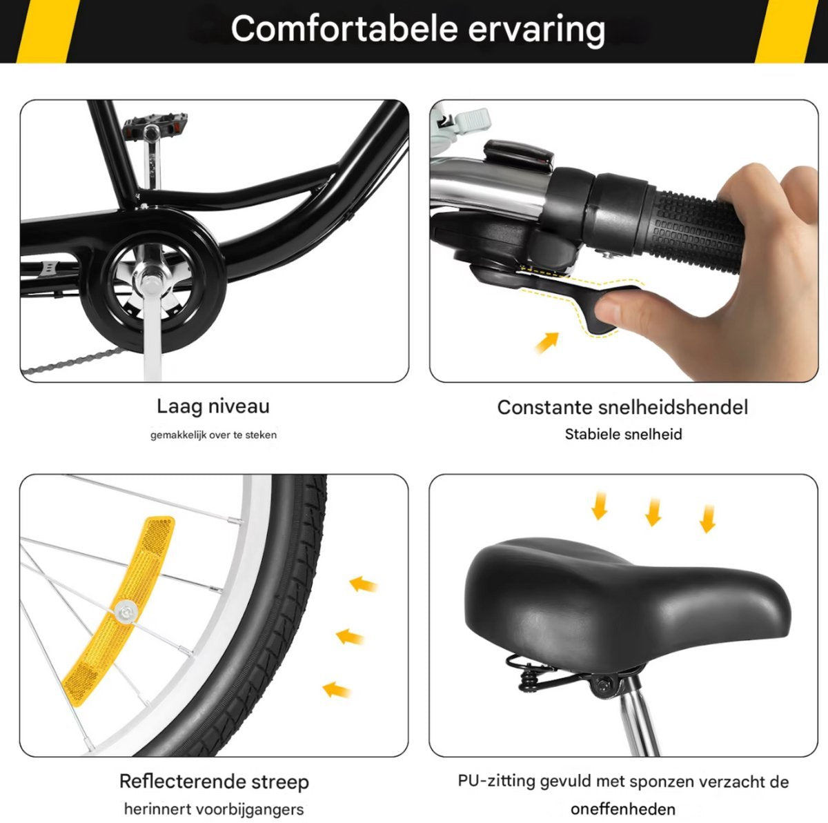 Driewieler Lissabon Tavien - 8 versnellingen - Fiets voor volwassenen en senioren - 20 Inch - Opvouwbare Trike - Met mand - Voorrem - Zwart