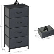 Smalle Zijkast met 4 Laden - Opbergkast - ladekast - Voor Slaapkamer of Woonkamer - Stoffen Opbergkast & Dressoir - Vrijstaande Home Organizer