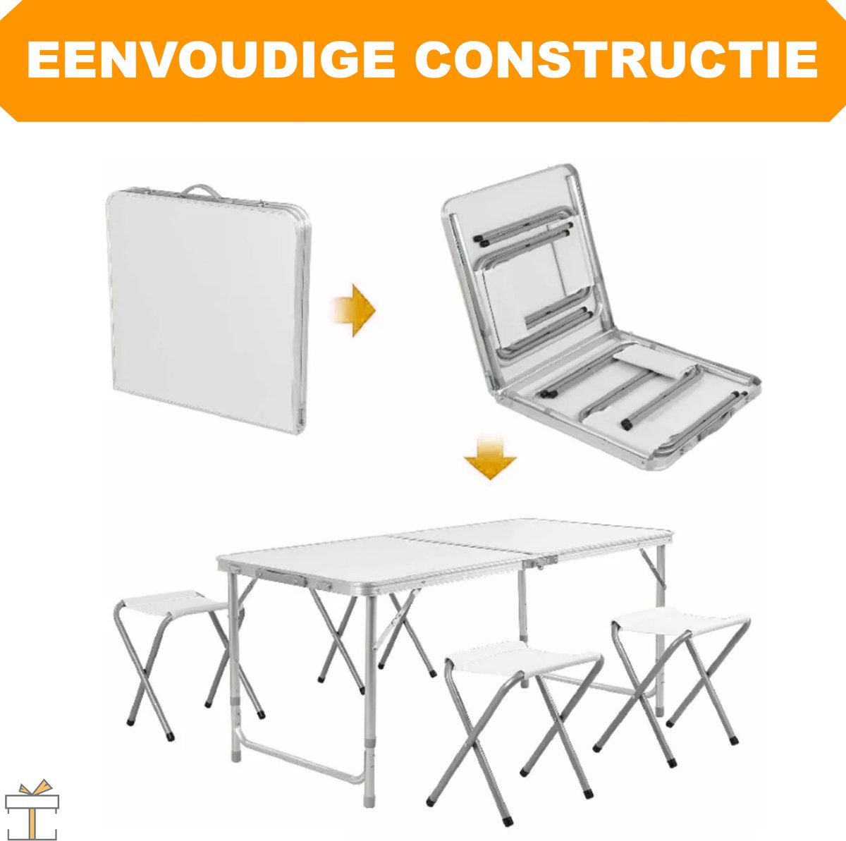 Happyment Picknicktafel - 4 personen - Inklapbaar - Camping klaptafel - Kinderen & volwassenen - Verstelbaar in hoogte