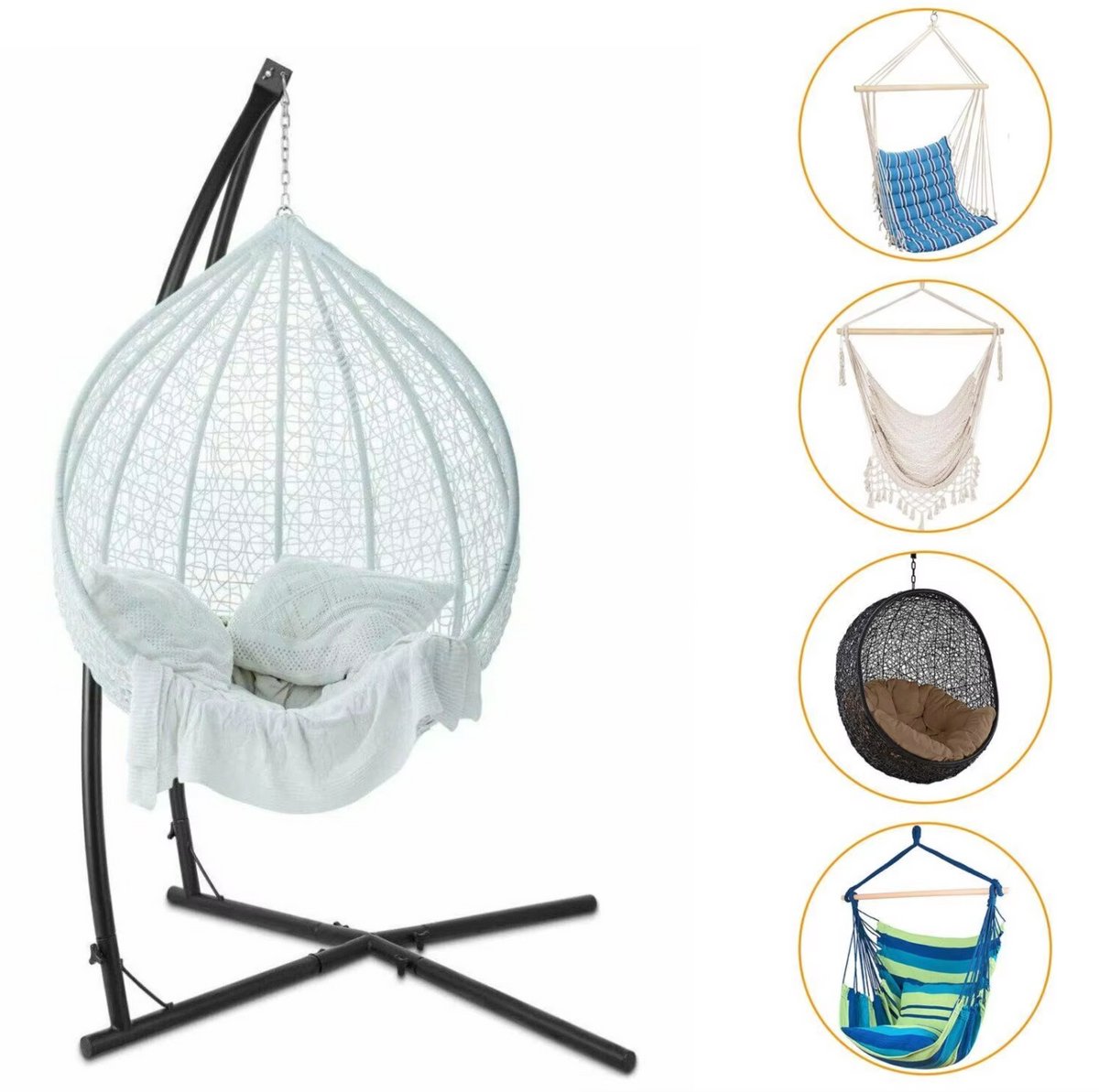 Hangstoel standaard - Zonder stoel - C-Type/X-Type - Voor binnen - Cocoon - Massief stalen frame - met Haak - Verstelbaar - 210CM