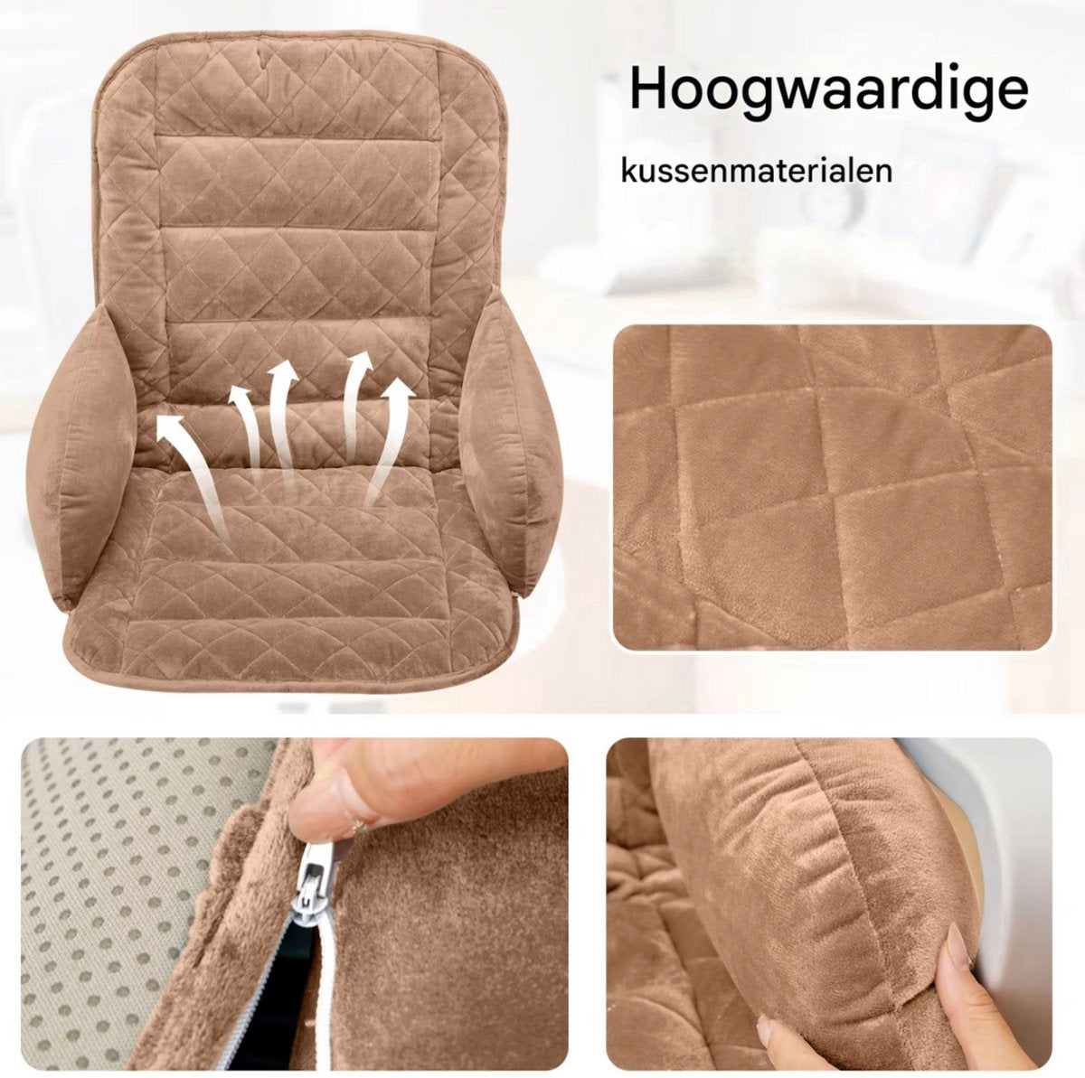 Kussen Tavien - Bureaustoel kussen - Rugkussen - Ergonomisch - Universeel - Bruin